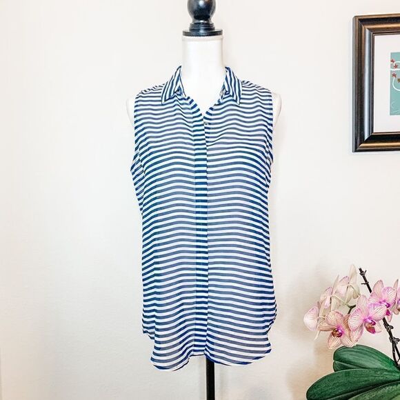 🍋Banana Republic•SemiSheer Striped Sleeveless Top - Picture 1 of 9